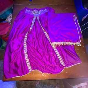 Magenta purple skirt with matching shawl scarf and jacket
